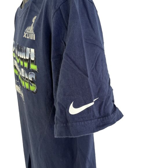 Mens Nike Seattle Seahawks Super Bowl XLVIII Champs T-Shirt Sz L - Picture 3 of 8